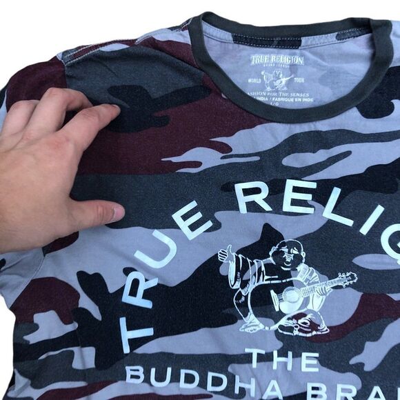 TRUE Religion T Shirt Camo Big Logo Large - Picture 2 of 11